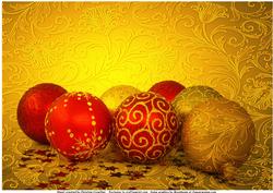 Christmas Baubles on Golden Background