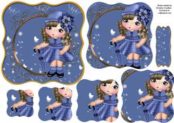 Blue Cutie Bracket Pyramid Topper & Blank Sentiment