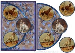 Vintage Dogs Easy Cut Circular Swirl Frame Trio Card
