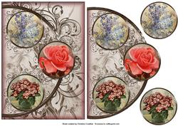 Vintage Flowers Easy Cut Circular Swirl Frame Trio Card