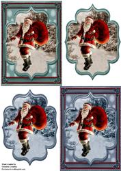 Christmas Delivery - 2 Vintage Santa Quick Cards with Panels
