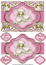 Tea for Two - Relax - Just for You - Ribbon Sash Quick Card