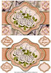 Vintage Roses - Birthday - Sympathy - Ribbon Sash Quick Card