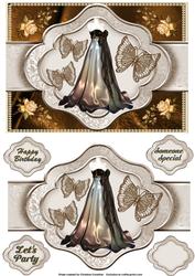 Golden Shimmering Gown - Ribbon Sash Quick Card