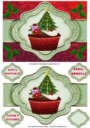 Christmas Tree Cupcake - Ribbon Sash Quick Card