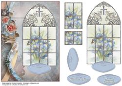 Frilled Iris in Church Window - Thinking of You - Sympathy