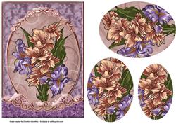 Iris Bouquet Fancy Scrolled Oval Pyramid