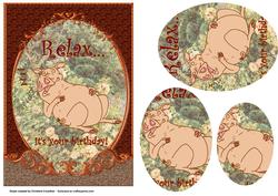 Snoozing Pig Fancy Scrolled Oval Pyramid