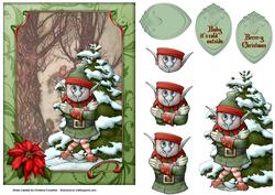 Brrrr-y Christmas Elf Decoupage