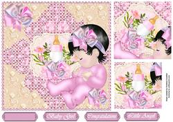 Baby Girl Flourish Frame 2-twist Pyramid