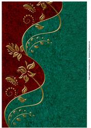 Floral Border Rich Red Green Gold Portrait Background