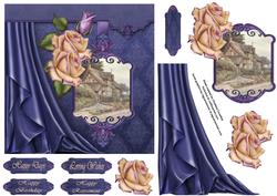 Country Cottage - Side Satin Draped Decoupage Card