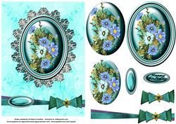 Blue Floral Cameo Pyramage