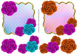 Two Glass Roses Topper Panels - Multi Purpose - Any Occasion