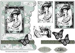 Shabby Chic Vintage Beauty Bubble Edged Pyramage Card