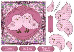 Mr & Mrs Sweet Heart Lovebirds - Pink