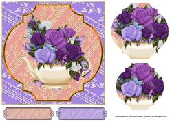 Floral Teapot Fancy Shaped Pyramid