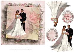 Pink Rose Wedding or Anniversary Card