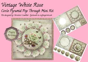 Vintage White Rose Circle Pyramid Pop Through Mini Kit