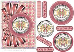 Stained Glass Floral Bow and Circle Pyramid Card