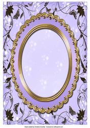 Modern Floral Edged Gold Frame Background - Lilac