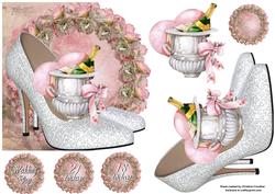 Champagne Shoes for Wedding or Coming of Age Shaped Card