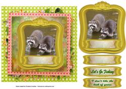 Fishing Raccoons Quick Card with Topper Panel