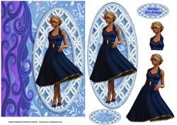 Ladies on Lace Panels - Blue Elegance