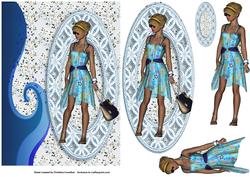 Ladies on Lace Panels - Blue Floral Sundress