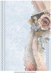 Shabby Chic Floral Twisted Edge Background 3 - Blue