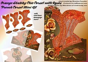 French Corset Minikit - Orange Shabby Chic Corset with Roses