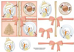 Peachy Snowman Ribbon Wrapped Gift Step by Step