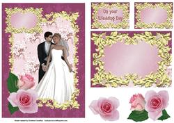 Pink Rose Wedding with Decoupage and Insert Panel