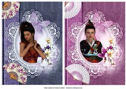Two Oriental Beauty Card Fronts