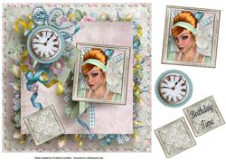 Shabby Chic Birthday Time - Retro Vintage Female Portrait