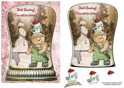 Bah!humbug! Too Cold for Fishing! Grumpy Xmas Bear Snowglobe