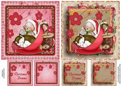 Christmas Dreams Catnap - Two Card Fronts, Sentiments & Tags