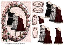 Vintage Bow Dress Trio - Happy Birthday Party Time with Love
