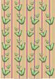 Green Butterflies on Peach with Pastel Stripes