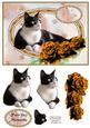 Black and White Cat with Gold Roses Purrfect Memories