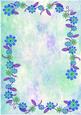 Applique Flowers on Watercolour Background - Blue & Green
