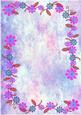 Applique Flowers on Watercolour Background - Pink & Purple