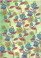 All Over Applique Flowers on Green Watercolour Background