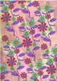 All Over Applique Flowers on Pink Watercolour Background