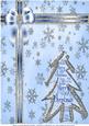 Silver Christmas Tree on Snowflakes Background