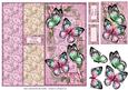 Butterflies & Roses Dl No Hole Foldback Card - Pink