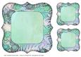 Floral Bracket Frame Background and Tags - Green and Aqua