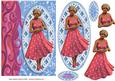 Ladies on Lace Panels - Pink Dress with Hearts