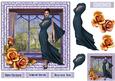 Elegant Lady at Lavender Window with Roses