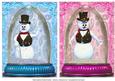 Snowman Snowglobes - Pink & Blue - Two Card Fronts